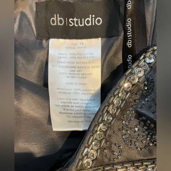 David’s Bridal Studio Gray Strapless Embellished Midi Dress Size 12 - Picture 10 of 11
